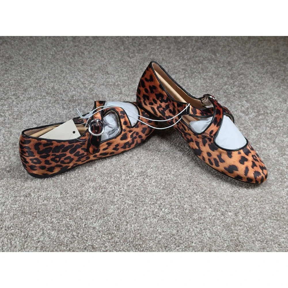 A New Day Tamsin Leopard Print Mary Jane Ballet Flats Brown Animal Print 6.5